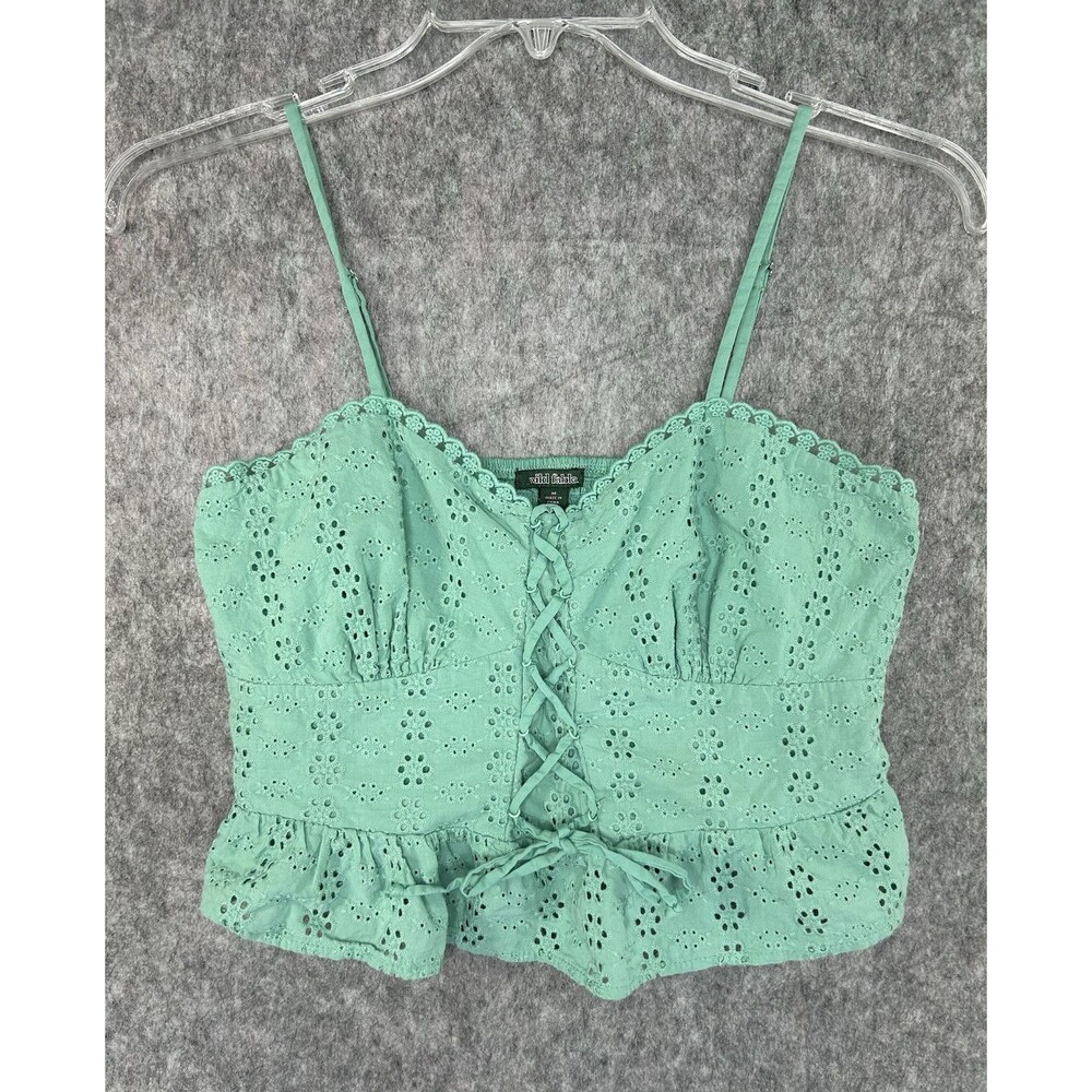 Wild Fable Babydoll Drawstring Top Size M Spaghetti Strap Smocked Back Y2K